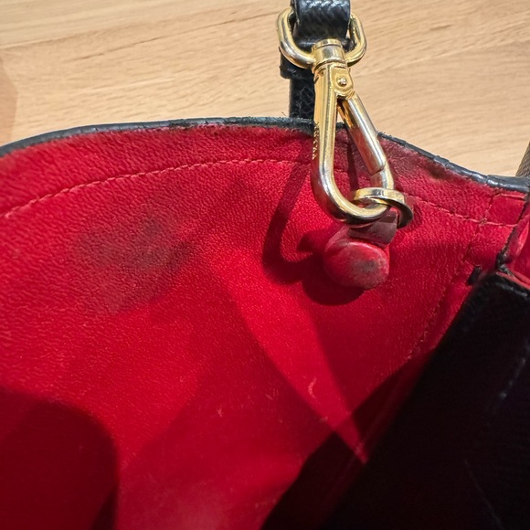 PRADA Saffiano Cuir Small Leather Prada Bag, Black/Red, used condition - Picture 13 of 16